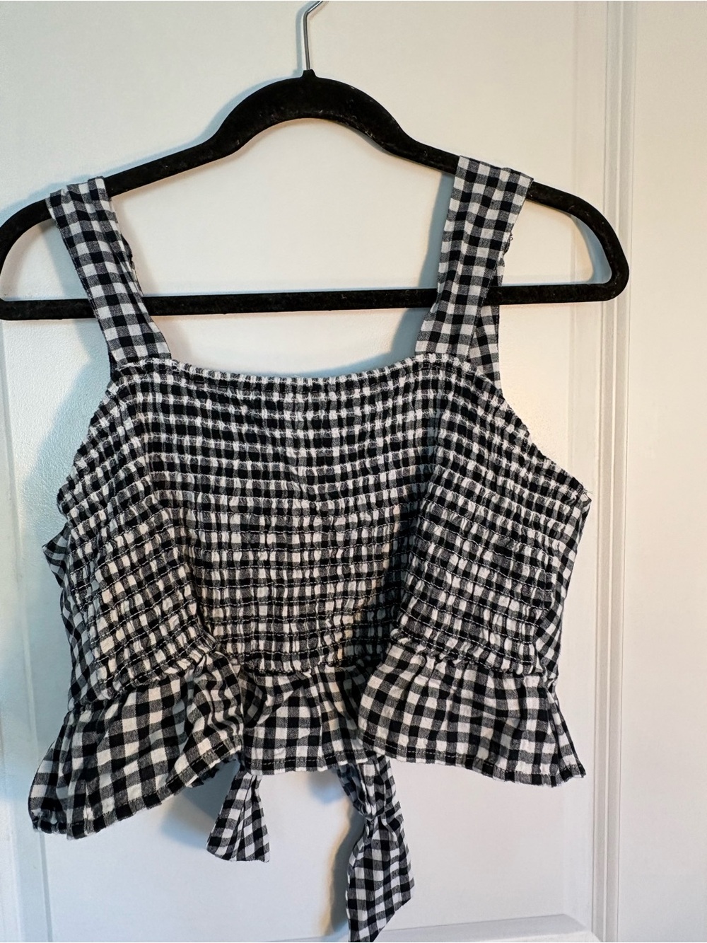 American Eagle Checkered Tie-Crop Top